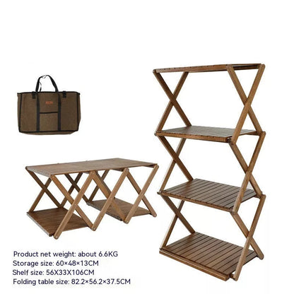 Solid wood folding table for outdoor camping, picnics, and beach outings