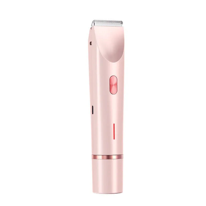 Pink 2-in-1 women's electric body hair shaver and trimmer for private pubic hair grooming