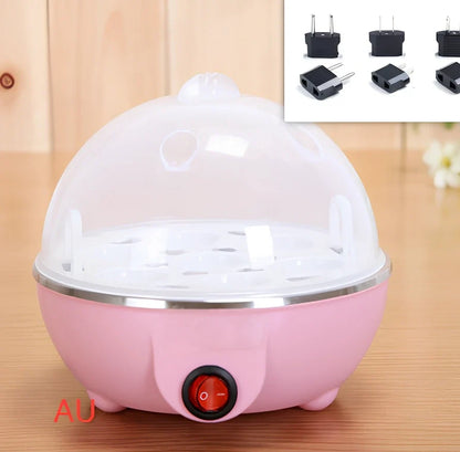 Blue intelligent egg cooker with transparent lid and measuring cup for steam cooking