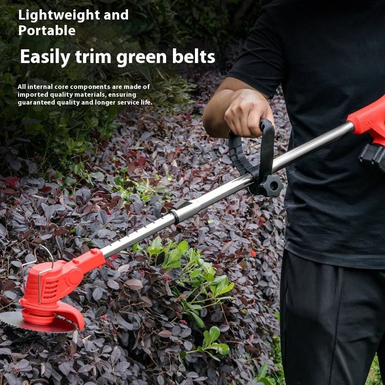 Portable weeding machine with bare metal construction showing 1300mm length and garden application