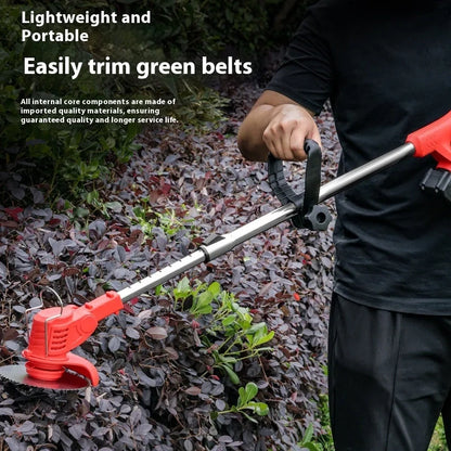 Portable weeding machine with bare metal construction showing 1300mm length and garden application