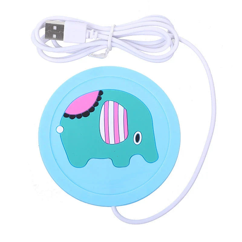 Cozy USB-powered cartoon drink warmer pad with soft rubber construction and adorable designs to keep your beverages at the perfect temperature