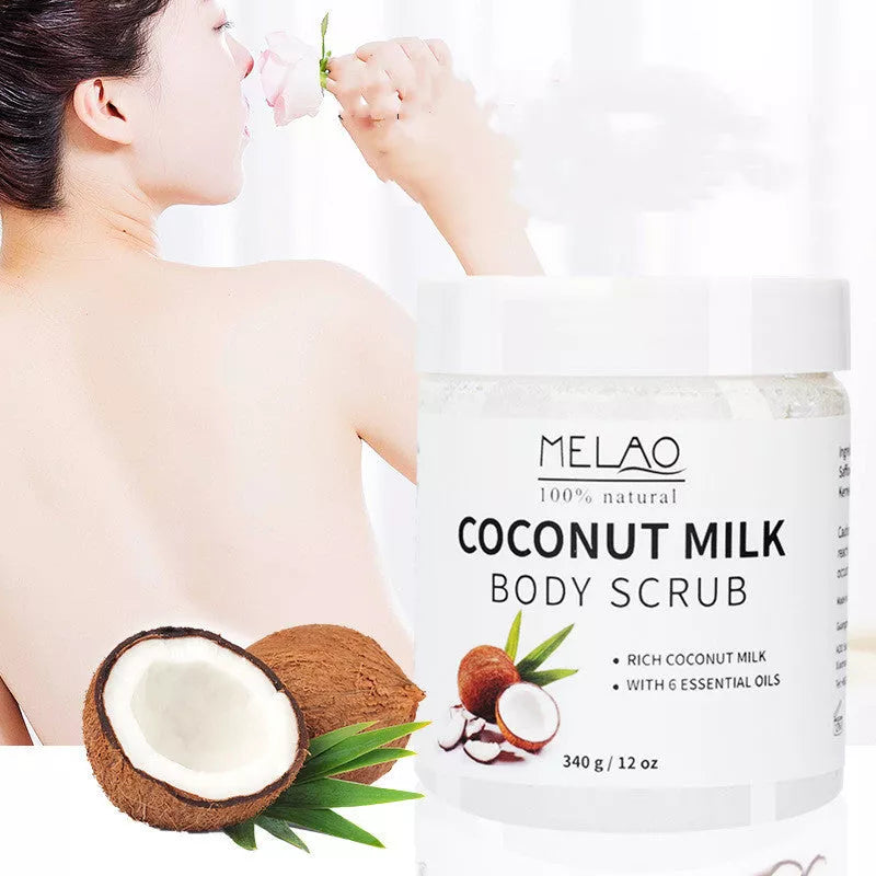 Coconut Milk Body Scrub Cream for deep cleansing and skin brightening, 340g