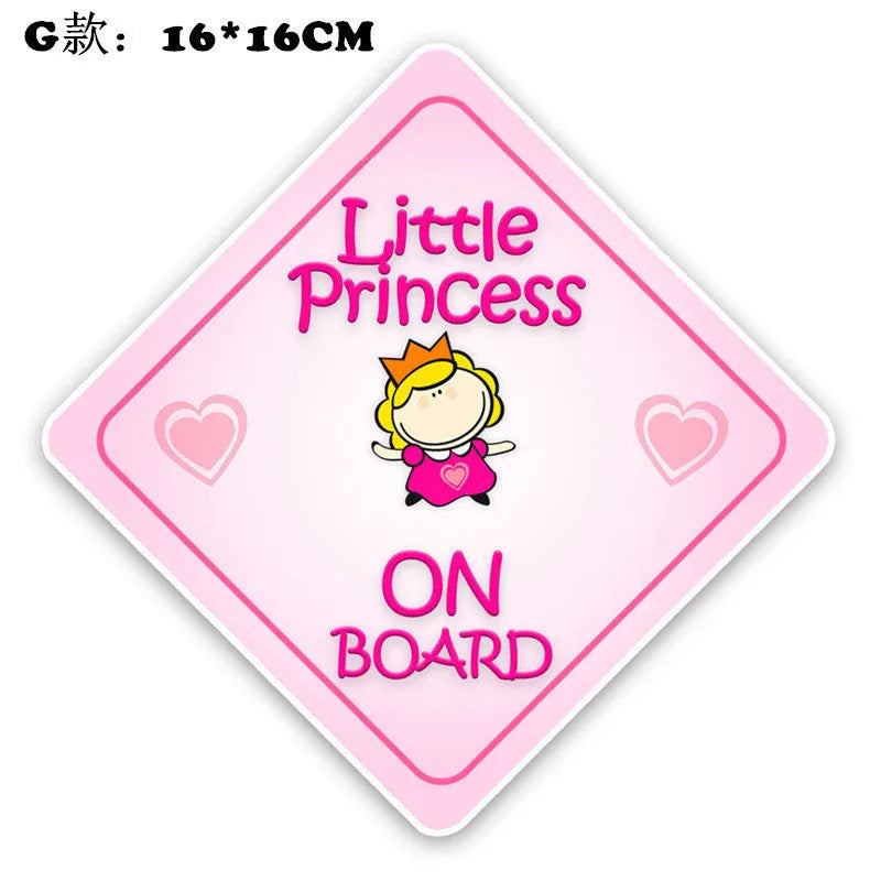 Baby On Board reflective car sticker B033 with PET material in multiple baby-themed designs