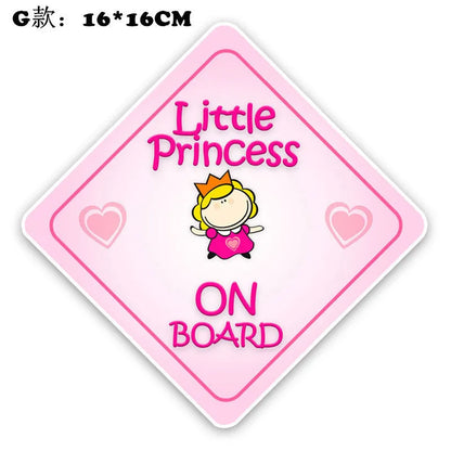Baby On Board reflective car sticker B033 with PET material in multiple baby-themed designs