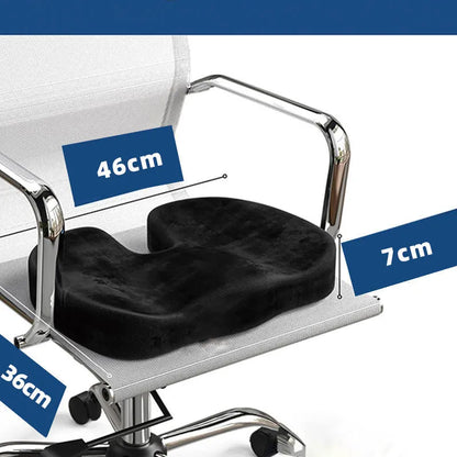 Black U-shaped memory foam seat cushion for office chair or car seat support