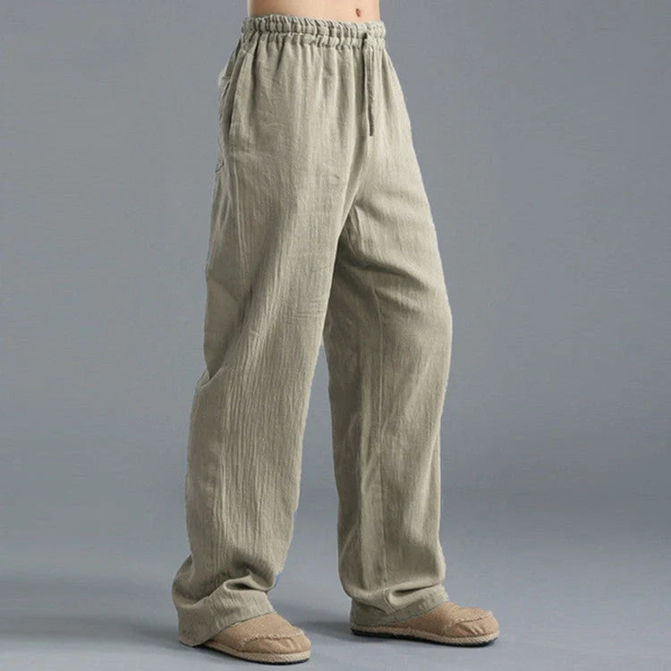 Men's breathable linen loose casual sports pants in various colors
