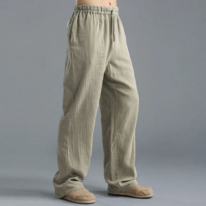 Men's breathable linen loose casual sports pants in various colors