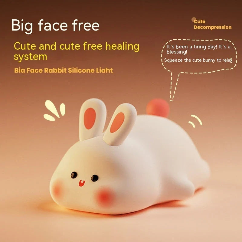 Adorable LED night light with touch sensor and cartoon rabbit design for kids' bedrooms
