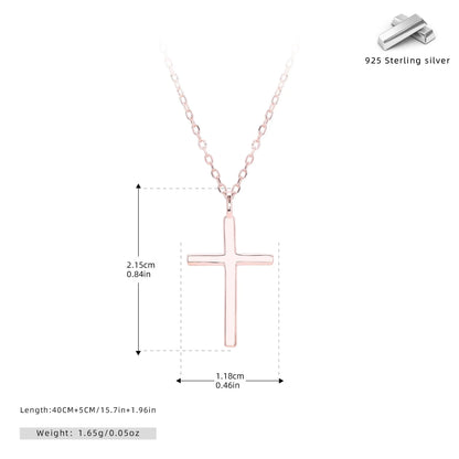 S925 sterling silver necklace with cross pendant on adjustable 41-50cm chain in gold plating