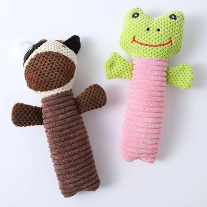 19cm dog dental squeaky toy in calf, frog, or puppy design with plaque-reducing chewing surface