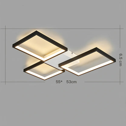 Modern LED ceiling lamp with remote dimming in black or gold finish for 10-15 square metre rooms