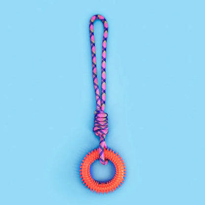43cm blue braided rope dog toy with knot design for puppy chewing and dental health