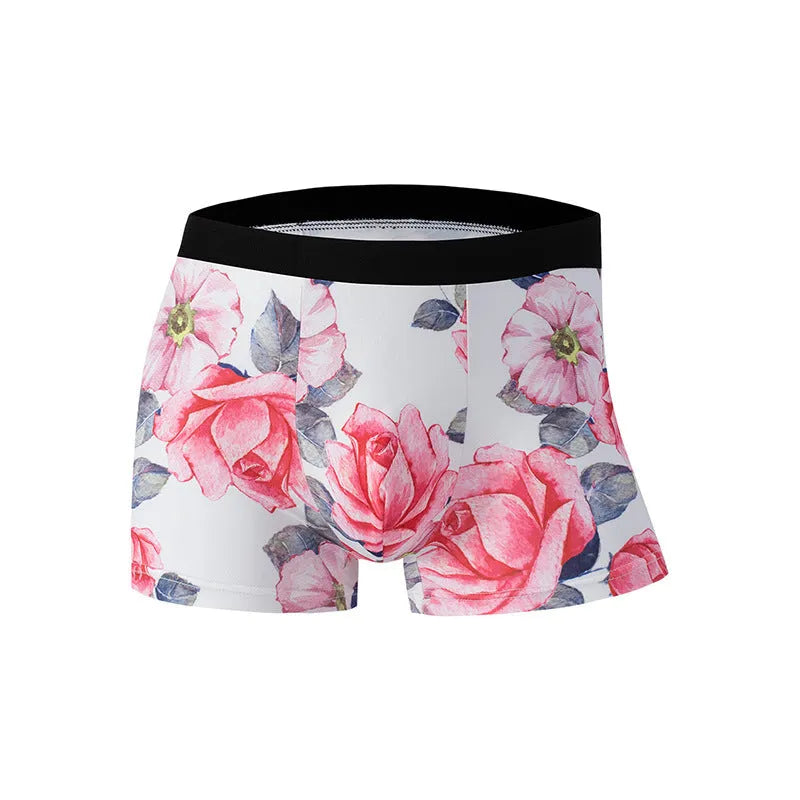 Men's ice silk underwear with fashion printing patterns in breathable polyester fabric