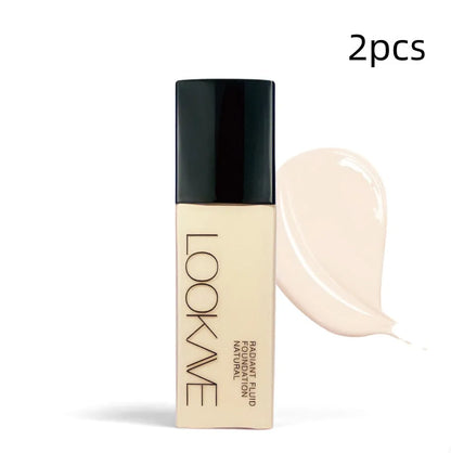 LOOKAVE Matte Liquid Foundation bottle, 21g net content, shown in ivory white shade.