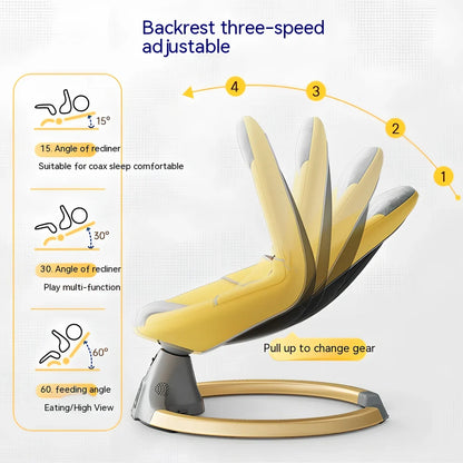 Cloud mist blue electric baby rocking chair with mosquito net and toy holder