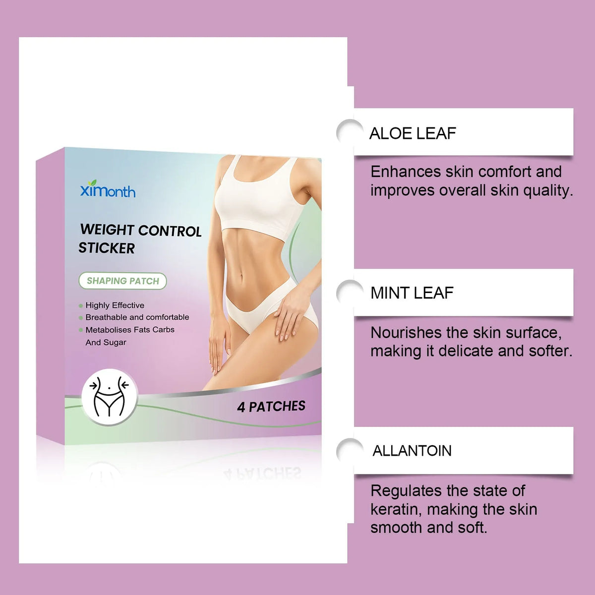 Pack of four body nursing adhesive bandages with aloe and mint leaf extracts