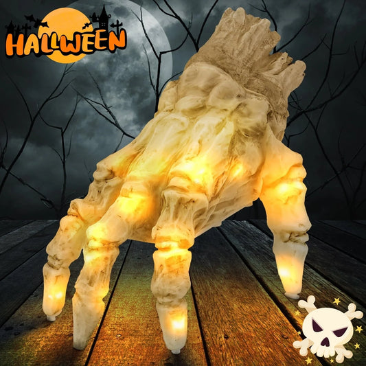 Realistic glowing zombie hand decoration with motion and sound for Halloween