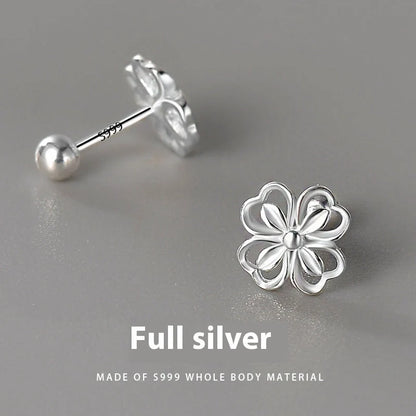 Elegant floral sterling silver stud earrings with screw-back closure for all-day wear