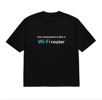 Men's black t-shirt with 3D digital printed cartoon pattern, round neck, short sleeves, loose fit