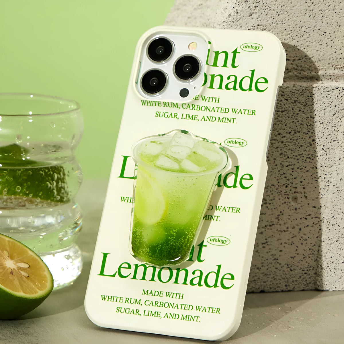 Yellow lemon print on a slim black TPU protective case for an iPhone.