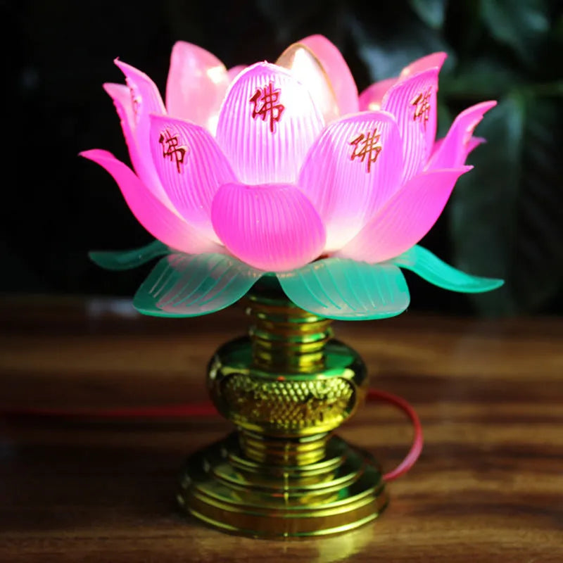 Buddha Light plug-in worshiping lamp, Lotus Lamp Colourful Light, 220V US outlet, single Buddha Lamp for altar
