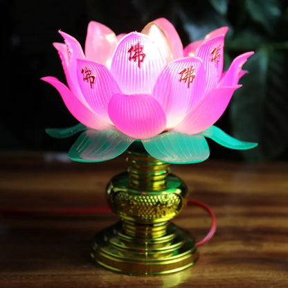 Buddha Light plug-in worshiping lamp, Lotus Lamp Colourful Light, 220V US outlet, single Buddha Lamp for altar