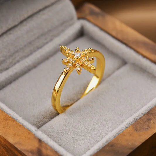 Korean fashion women's adjustable open ring with geometric design and electroplated gold finish on copper band