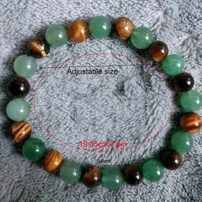 Tiger Eye Beaded Bracelet with 8mm glass beads, unisex design
