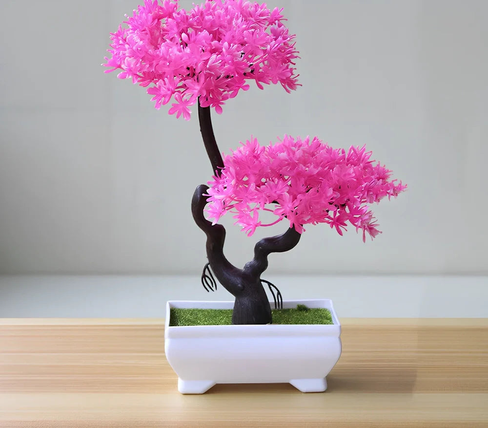 24cm high artificial potted plant with plastic foliage in green colour option for home decoration