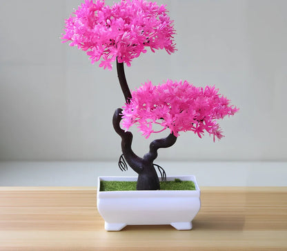 24cm high artificial potted plant with plastic foliage in green colour option for home decoration