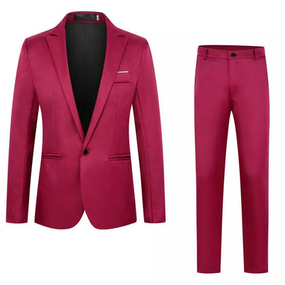 Men's acetate fibre wedding tuxedo jacket in loose fit, available in eight colours like wine red and sizes up to 5XL