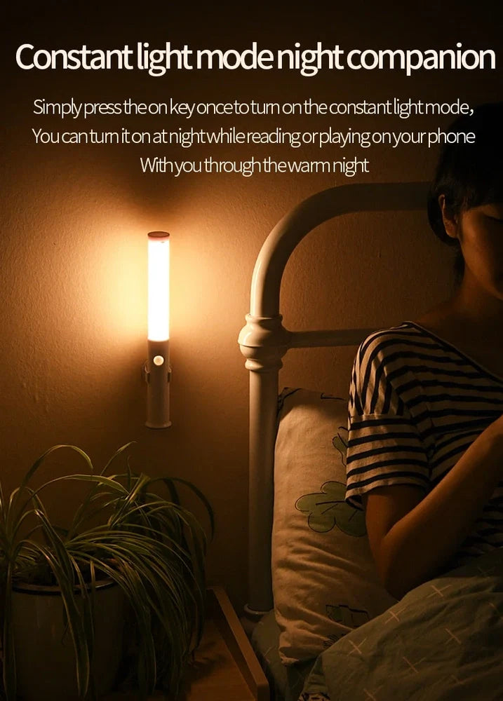 Smart car lamp with human body induction showing compact design and button controls for two-colour lighting