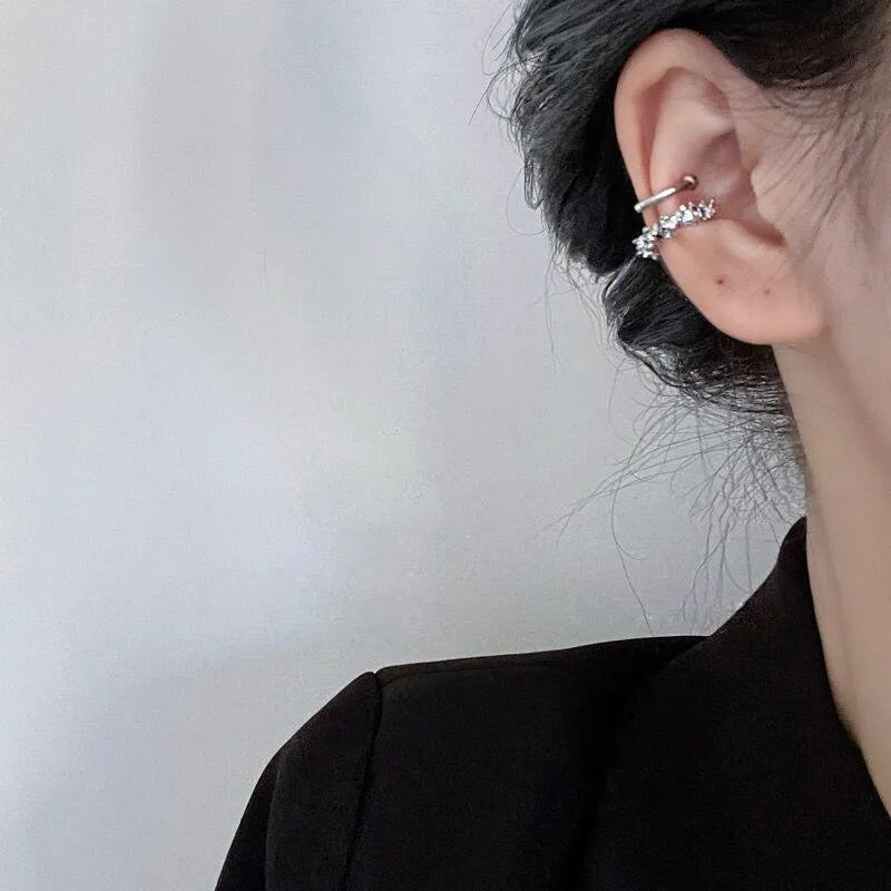 Fashion ear clip earrings with an irregular frosty style geometric shape, suitable for women and made from alloy material in colour B4710 for contemporary statement jewellery.