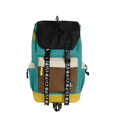 Oxford cloth backpack in black, green, or red with dimensions 32cm width, 46cm height, 17cm bottom thickness
