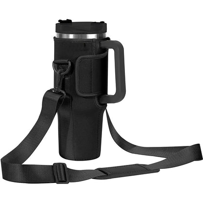 Portable insulated beverage cup cover made of durable cloth material in black, pink, and apricot colors for outdoor use