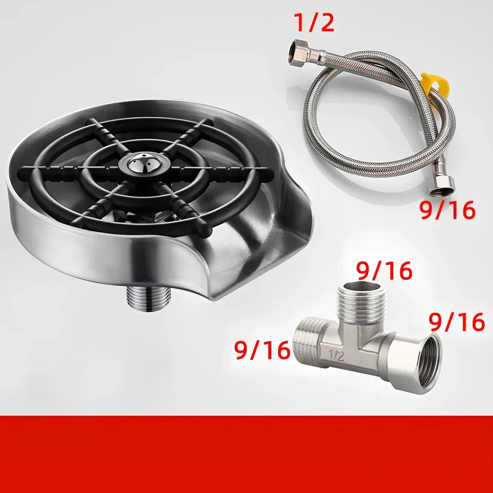 Small stainless steel faucet with automatic high-pressure cup washer for household sink installation