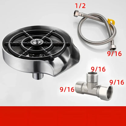 Small stainless steel faucet with automatic high-pressure cup washer for household sink installation