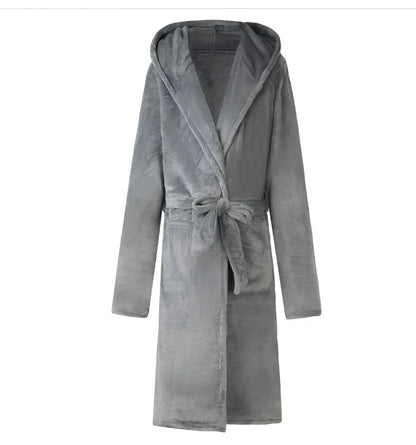 Nylon hooded bathrobe with velvet lining in multiple colours and sizes with belt closure