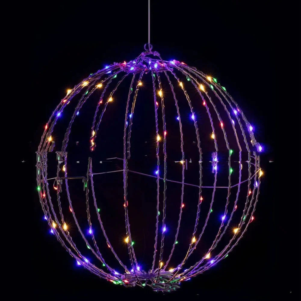 Modern art LED Christmas lighting sphere in iron construction with square dimensions