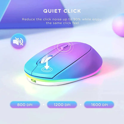 Wireless ergonomic mouse in multiple colours showing compact design with USB charging cable