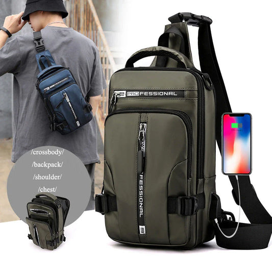 Versatile Crossbody Bag for Men with Multifunctional Design, Nylon Construction, and Dedicated Interior Pockets