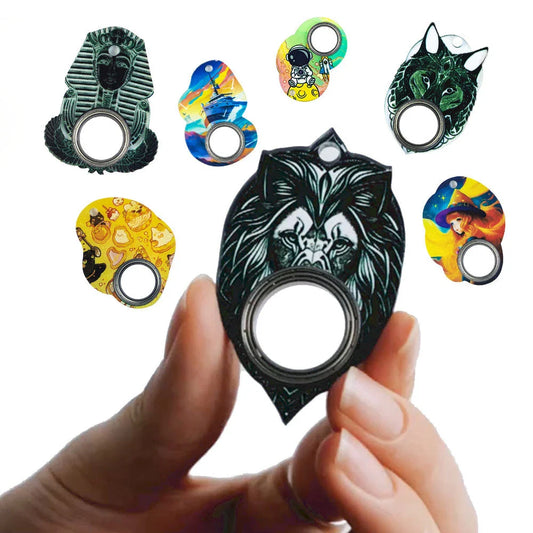 Customizable fidget spinner toy with keychain, available in various designs for stress relief and focus