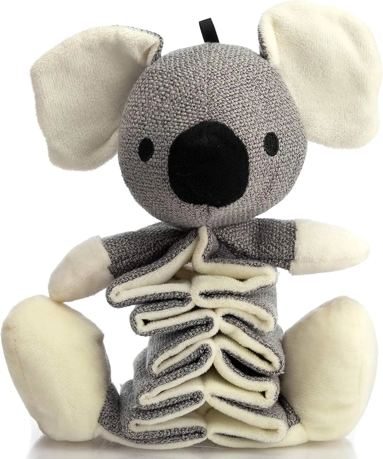 Gray koala dog toy with crinkle paper, 30cm long, for small medium large dogs to chew and play