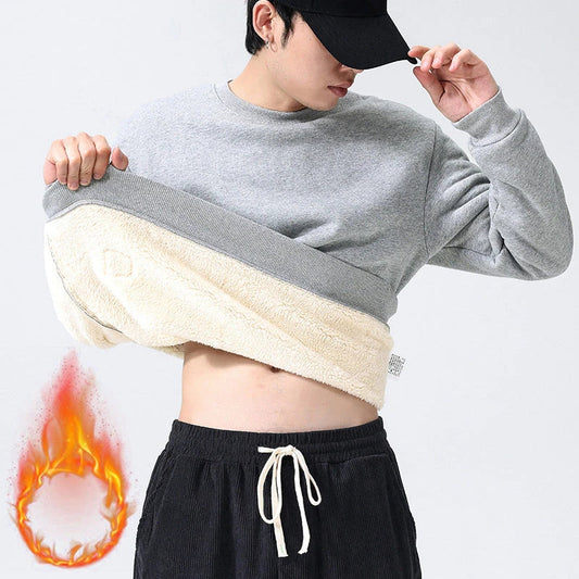 Cozy fleece pullover in a variety of classic colors, featuring a warm and soft fabric blend, stylish round neck design, and comfortable long sleeves.