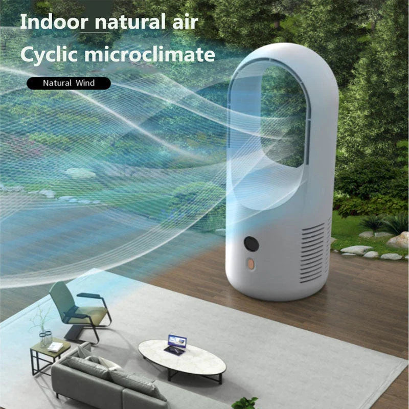 Whisper-quiet cordless desk fan with adjustable 6-speed settings, compact design, and rechargeable USB power