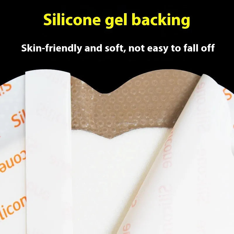 Skin-coloured silicone gel foam bedsore dressing on white background