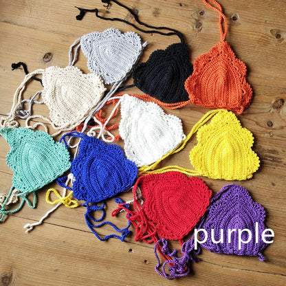 Handmade crochet bikini top with cotton lining in various colors