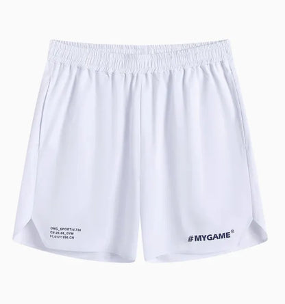 Men's grey fitness shorts with moisture-wicking fabric during workout exercise