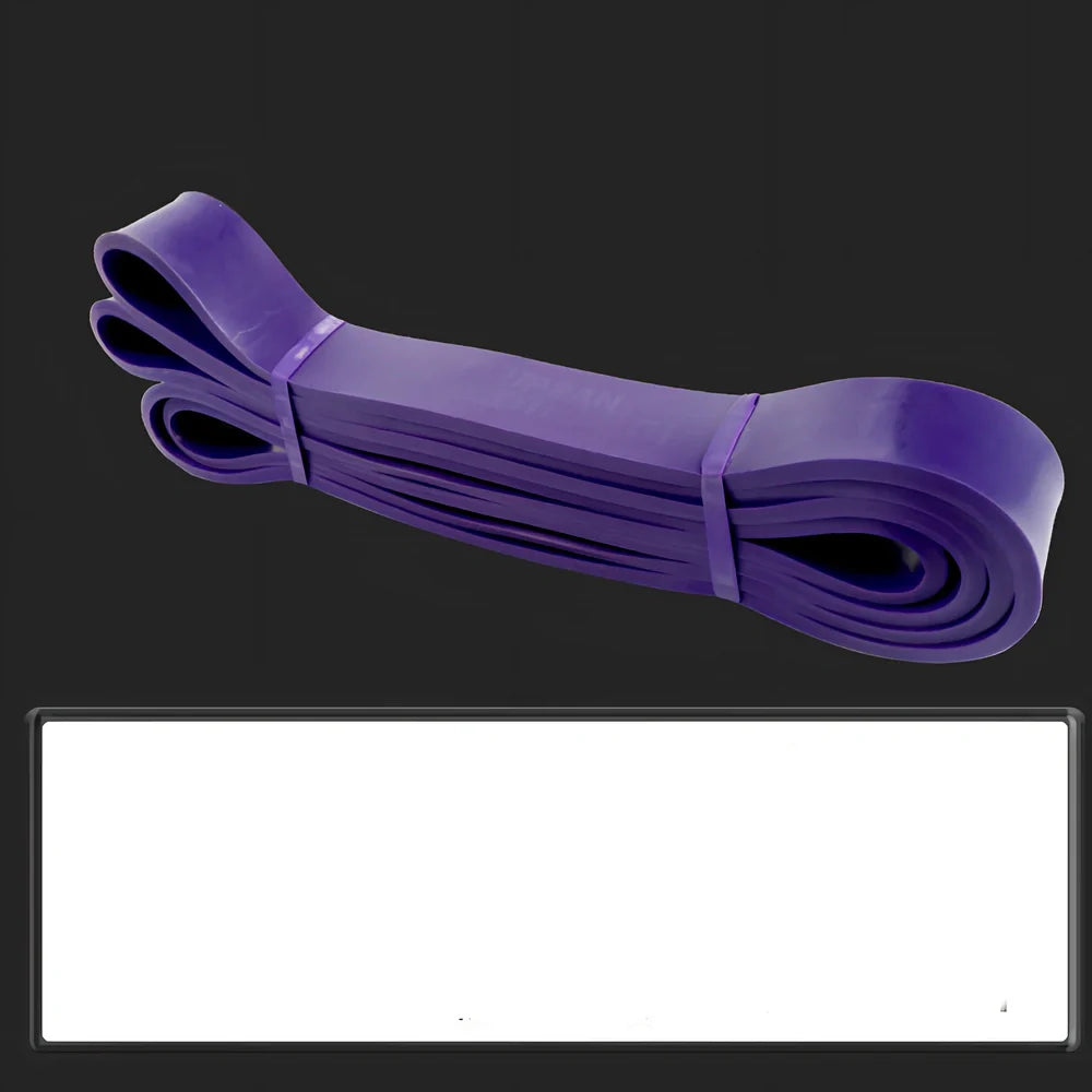 Plastic resistance band showing 2080mm length with width measurement indicators at 12mm, 20mm, 32mm, and 45mm points